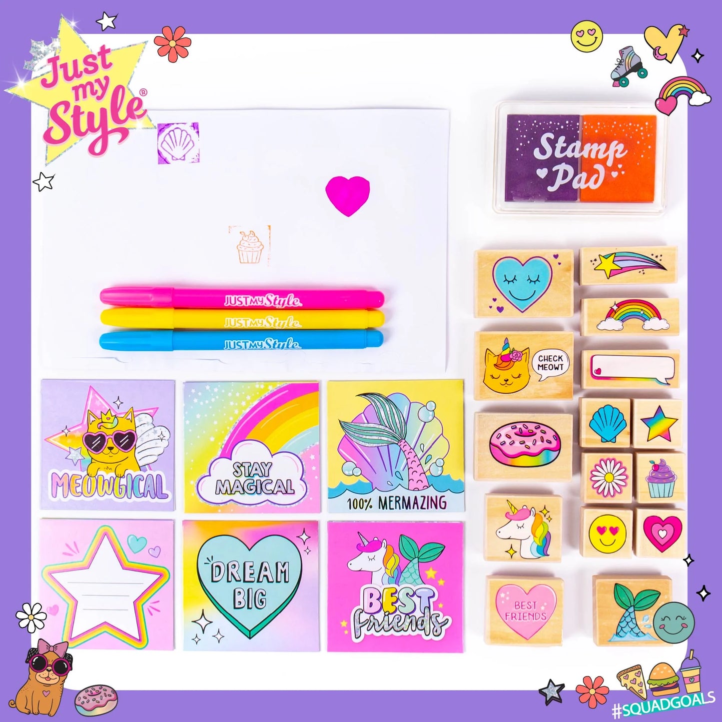Just My Style Wooden Stamp, Art & Craft Kit for Boys & Girls, Kids & Teens (28 Pieces)
