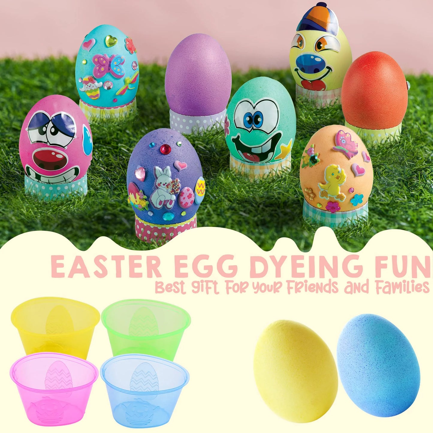 JOYFY 41Pcs Easter Egg Dye Kit,DIY Easter Egg Decorating Craft Kit with Egg Tray