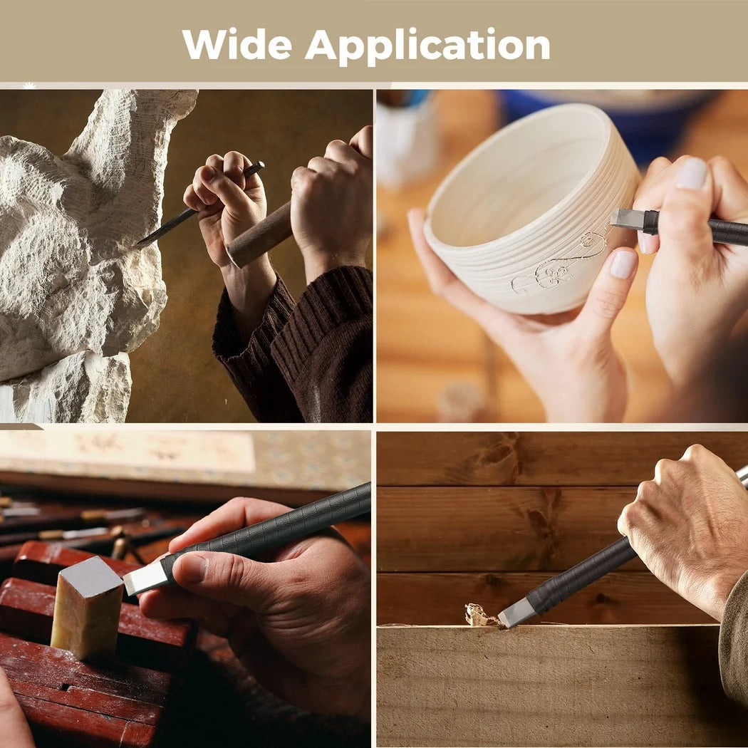 Wood Chisel Sets, 8 Piece Stone Carving Tools, Tungsten Steel Carving Chisels, Carving Kit for Wood, Sculpture Engraving Whittling Knives, Cutting Blade Chisel Tool Set for Woodworking