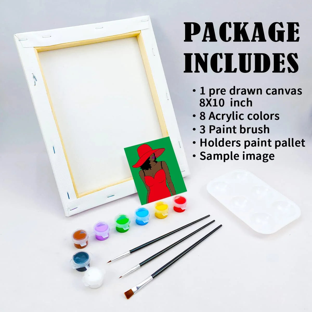 VOCHIC Pre Drawn Canvas Painting Art Kit (8 Piece)