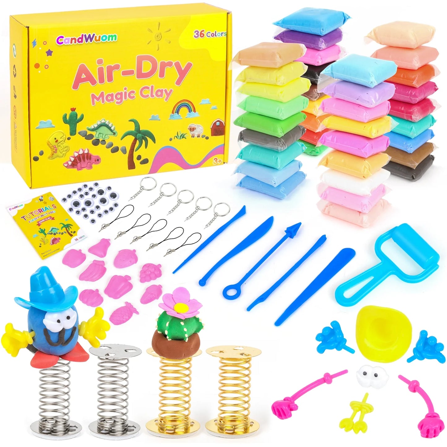 CandWuom Air Dry Clay for Kids- 36 Colors Modeling Magic Clay Kit, Soft & Ultra Light Molding Clay, Art Crafts Best Gift for Boys & Girls Age 3-12