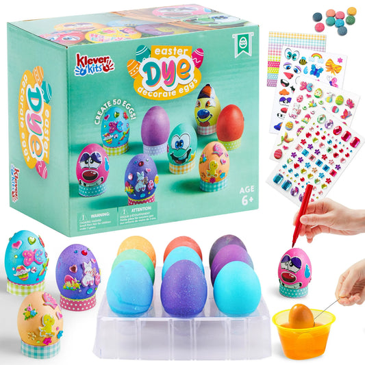 JOYFY 41Pcs Easter Egg Dye Kit,DIY Easter Egg Decorating Craft Kit with Egg Tray