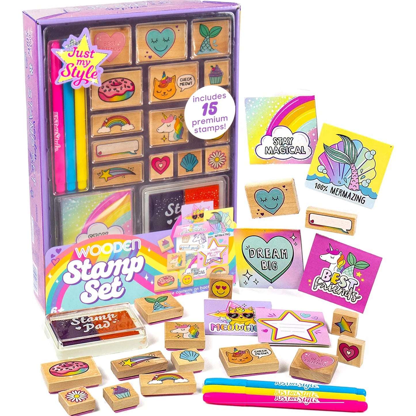 Just My Style Wooden Stamp, Art & Craft Kit for Boys & Girls, Kids & Teens (28 Pieces)