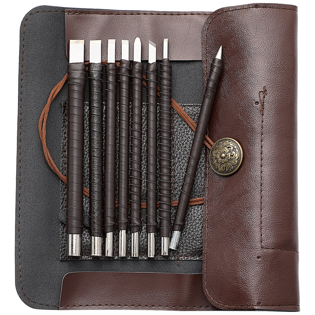 Wood Chisel Sets, 8 Piece Stone Carving Tools, Tungsten Steel Carving Chisels, Carving Kit for Wood, Sculpture Engraving Whittling Knives, Cutting Blade Chisel Tool Set for Woodworking