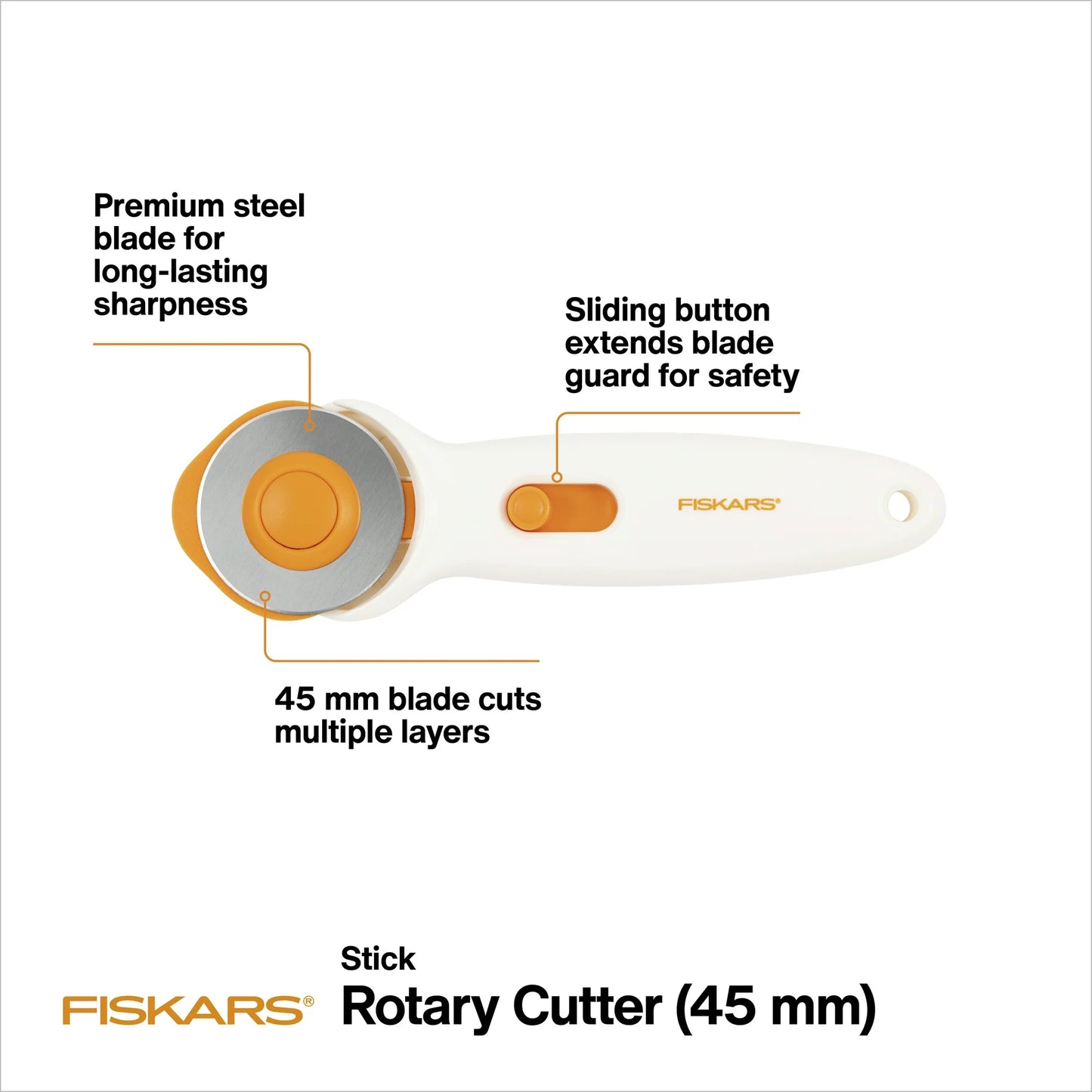 Fiskars 45mm Stick Rotary Cutter, White