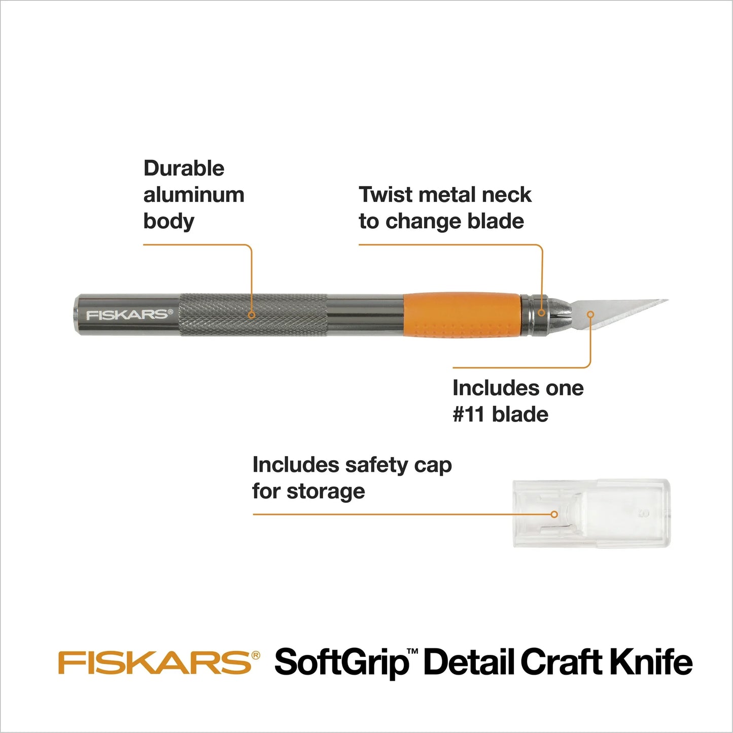 Fiskars Die Cast Craft Knife, Gray and Orange