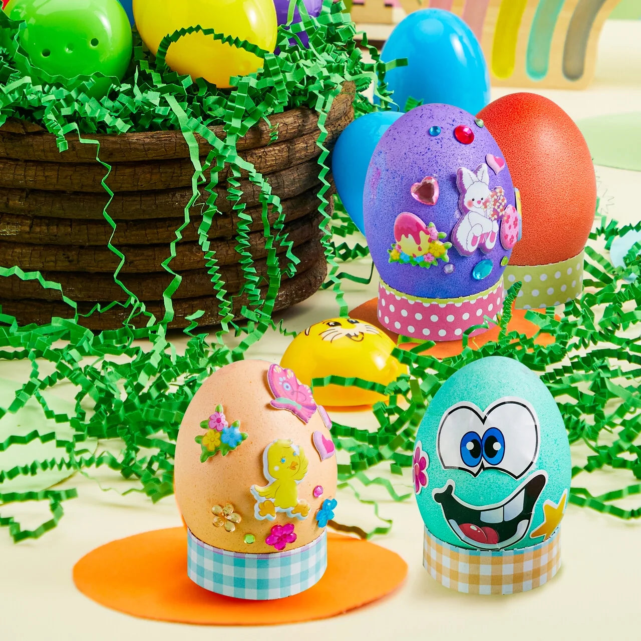 JOYFY 41Pcs Easter Egg Dye Kit,DIY Easter Egg Decorating Craft Kit with Egg Tray