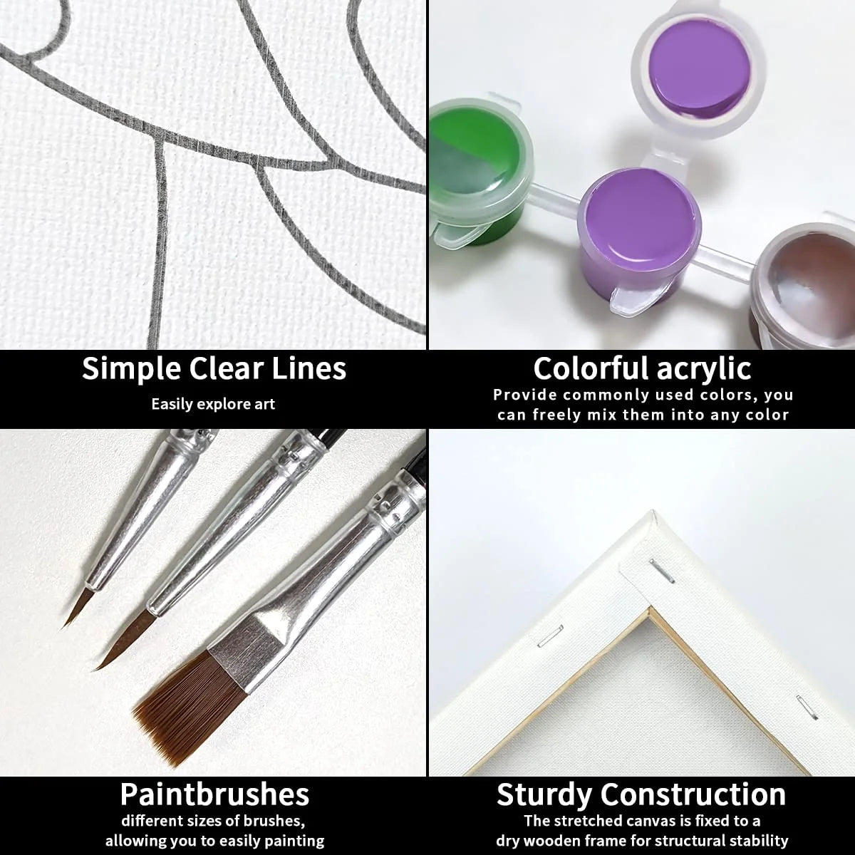 VOCHIC Pre Drawn Canvas Painting Art Kit (8 Piece)