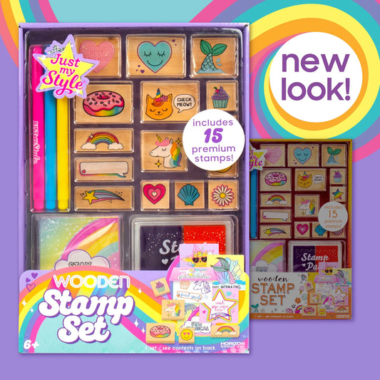 Just My Style Wooden Stamp, Art & Craft Kit for Boys & Girls, Kids & Teens (28 Pieces)