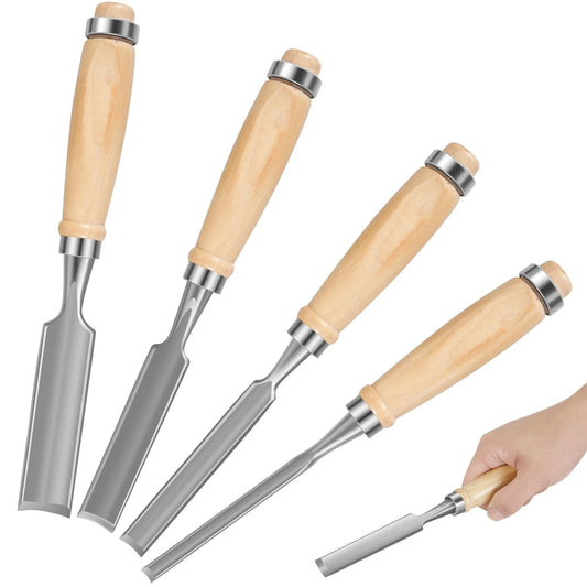 NUAHRHY 4PCS Wood Carving Gouges Half-Round Chisel Carbon Steel Woodworking Chisel Woodworking Tool Set 1/4inch 1/2inch 3/4inch 1inch Sharp Half-Circle Chisel Tool for Wood Engraving Carpenter
